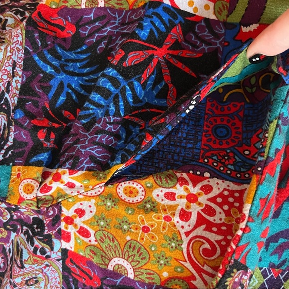 Colorful vintage patchwork overalls in size Medium boho hippie festival - Picture 8 of 8